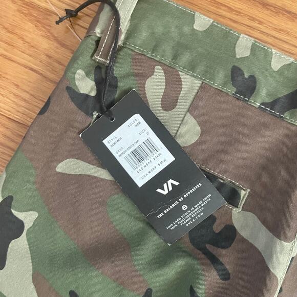 RVCA Boys Camo STRETCH Straight Fit Pants Weekend Fit Pants Boys 27 Green Casual - Picture 4 of 10